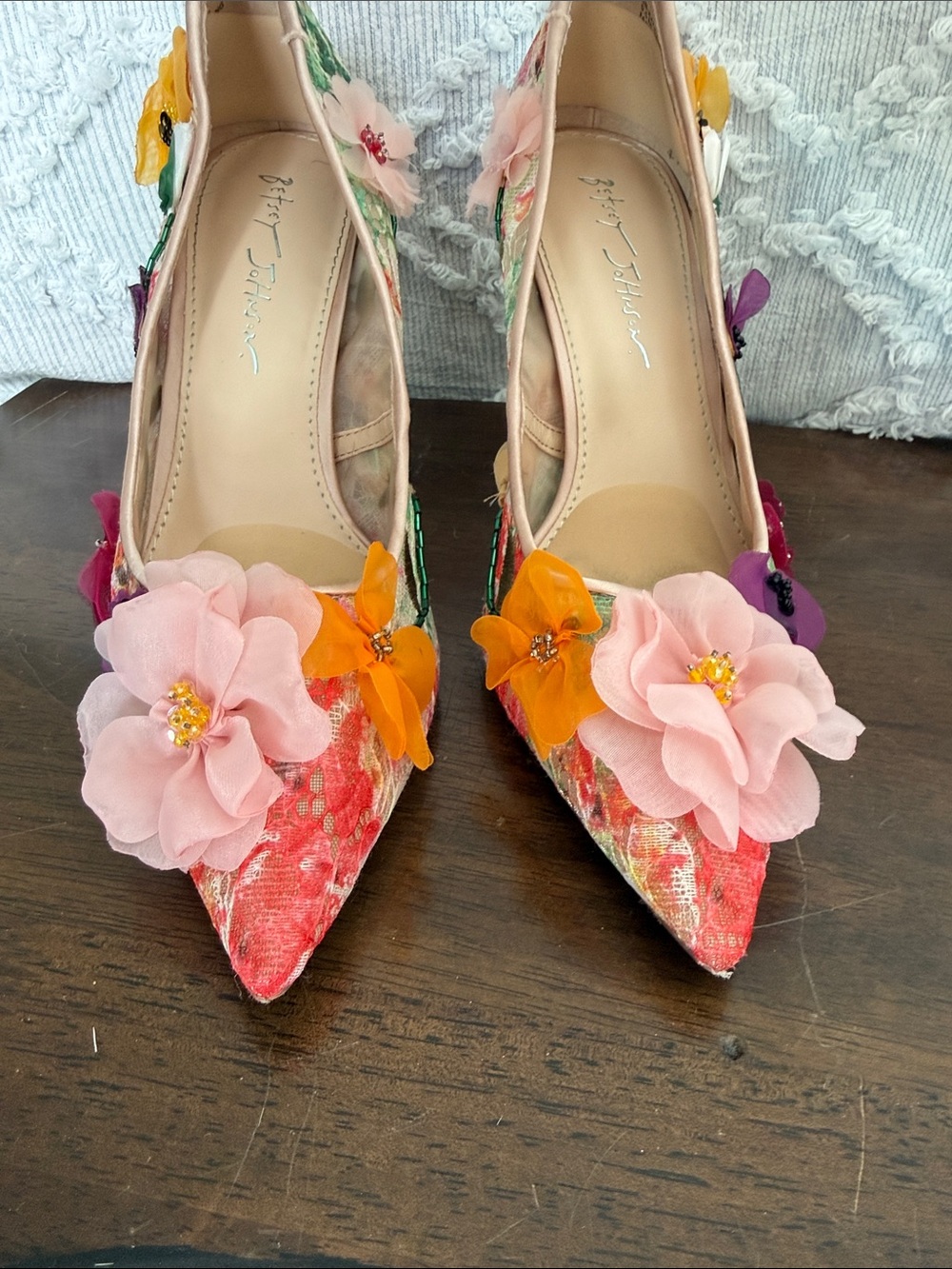 Betsey Johnson Floral Embellished Pointed-Toe Pumps - Picture 7 of 7